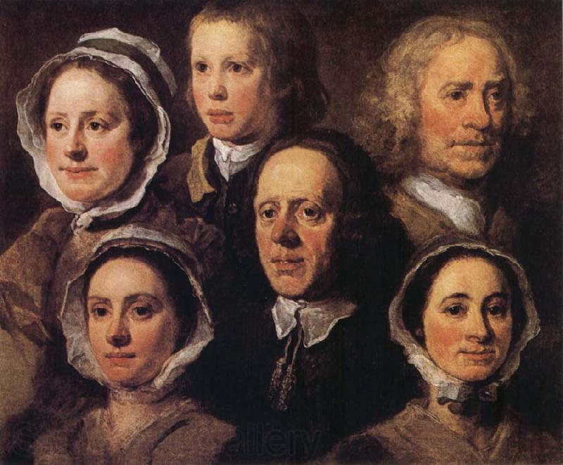 William Hogarth Heads of Six of Hogarth's Servants Norge oil painting art